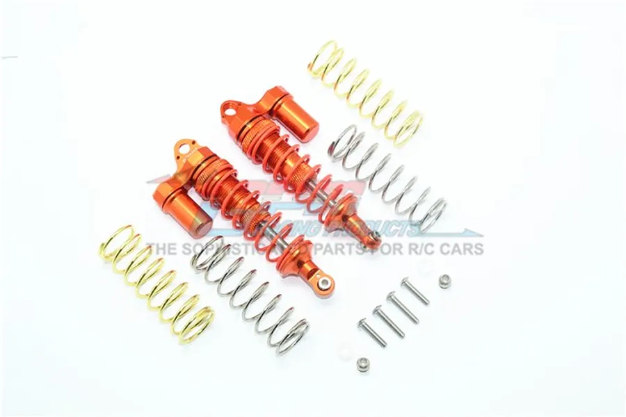 GPM Orange Aluminium Traxxas Rustler 4x4 Front Piggyback Shocks 2Pcs w/ Optional Spring Rates image 69770