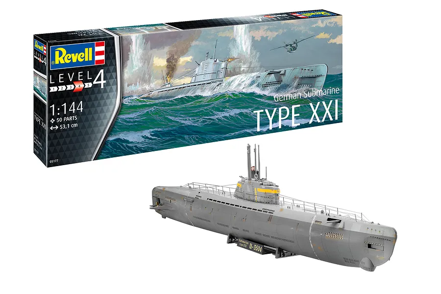 Revell 1/144 German Type XXI Submarine Scaled Plastic Model Kit image 69818