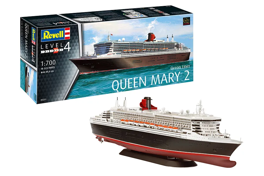 Revell 1/700 Queen Mary 2 Passenger Ship Scaled Plastic Model Kit image 69823