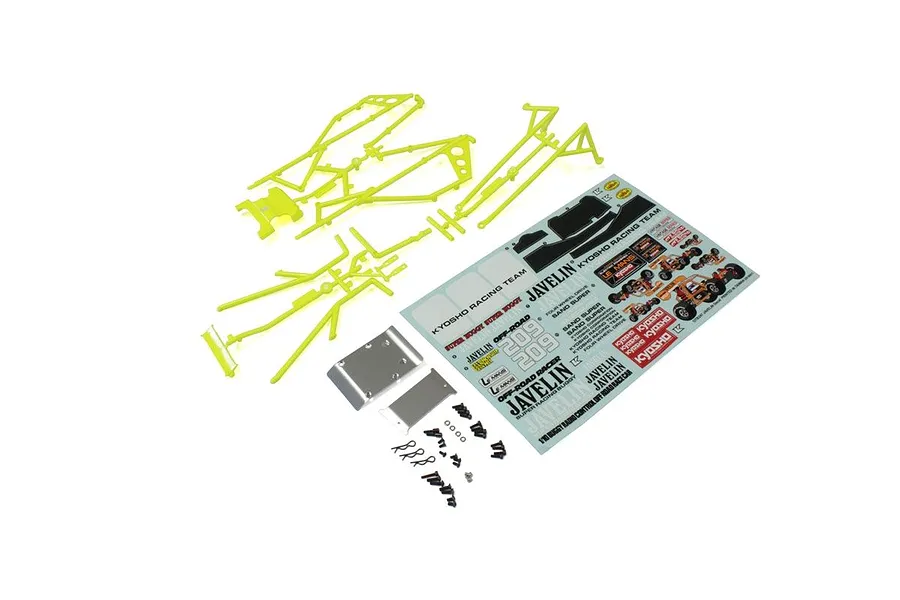Kyosho Javelin Yellow Body Roll Cage Set w/ Hardware &amp;amp; Decals image 69984
