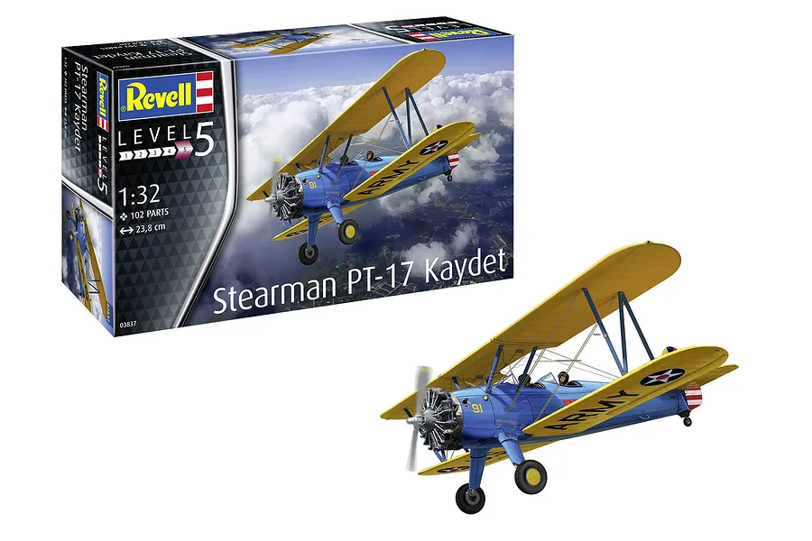 Revell 1/32 Stearman PT-17 Kaydet Training Aircraft Scaled Plastic Model Kit image 70047