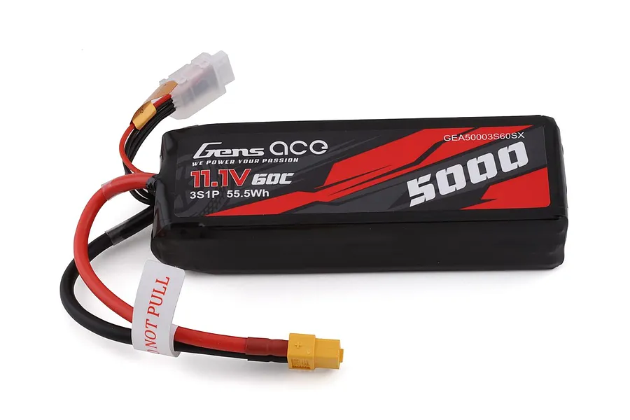 Gens Ace 5000mAh 11.1V 60C 3S1P Short-Size LiPo Battery Pack w/ XT60 Plug image 70127