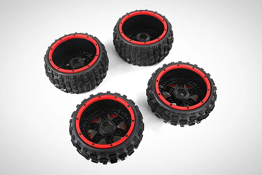 Rovan 4.7/5.5&amp;quot; Baja 5B 2nd Gen Wasteland Tyres on Red Rims 2Pcs image 70317
