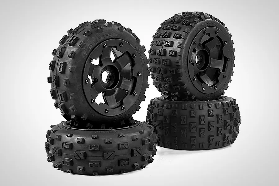 Rovan 4.7/5.5&amp;quot; Baja 5B 2nd Gen Wasteland Tyres on Black Rims 2Pcs image 70318