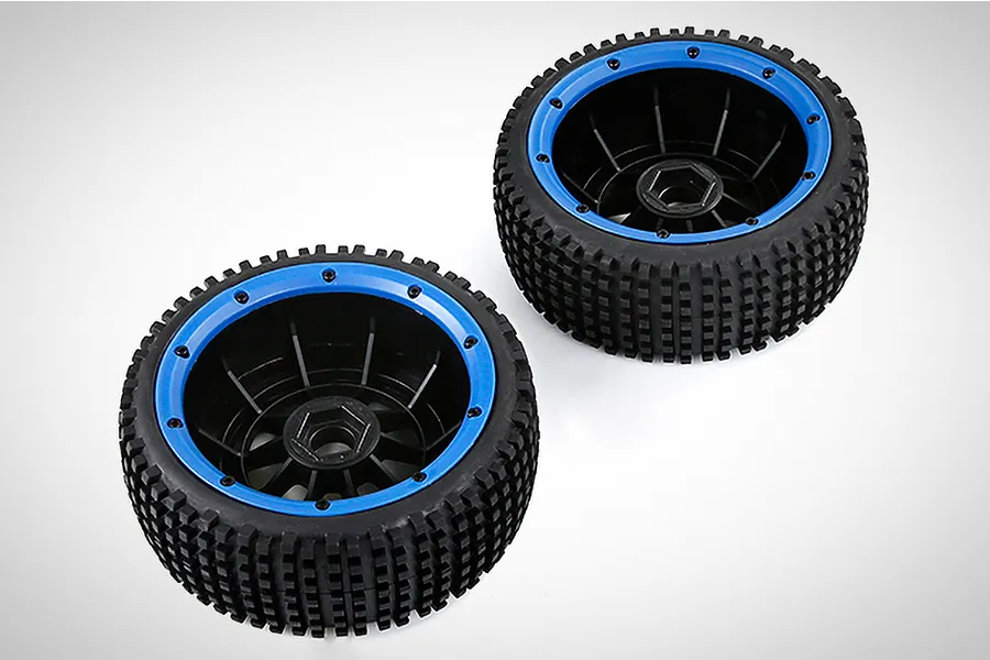 Rovan 4.7/5.5&amp;quot; V5 Dirt Buster Nail Tyres on Blue Rims - Beadlocked Wheels 2Pcs image 70326
