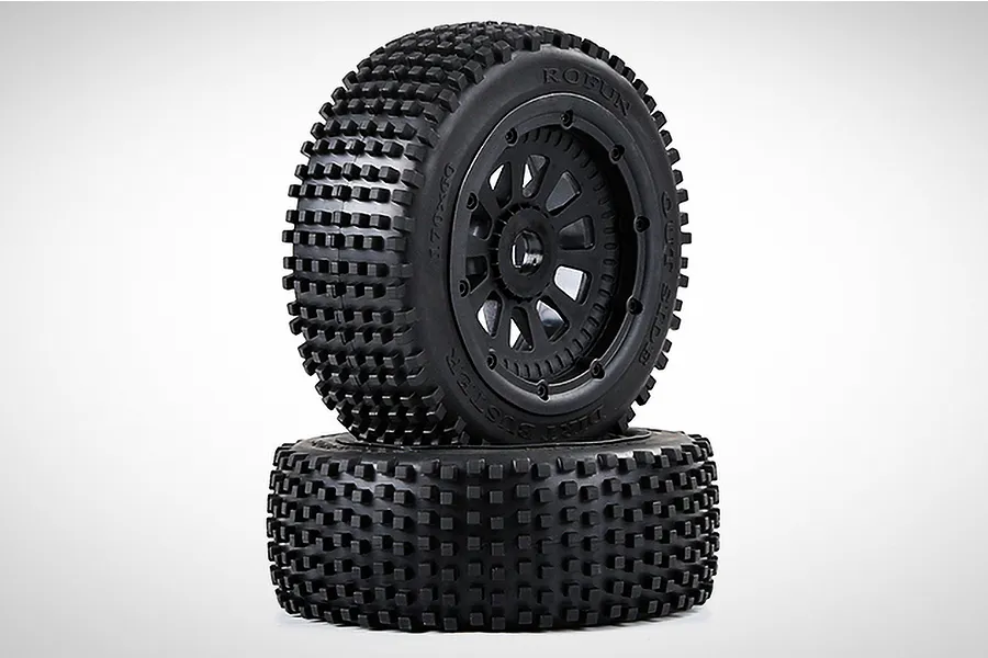 Rovan 4.7/5.5&amp;quot; V5 Dirt Buster Nail Tyres on Black Rims - Beadlocked Wheels 2Pcs image 1