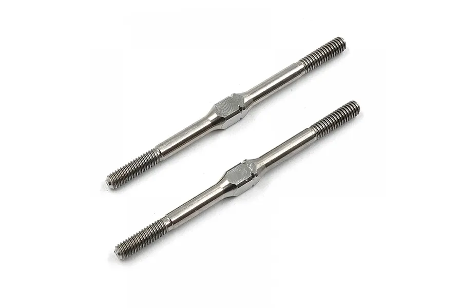 Two silver-coloured metal RC turnbuckles with threaded ends and a central hexagonal adjustment section.