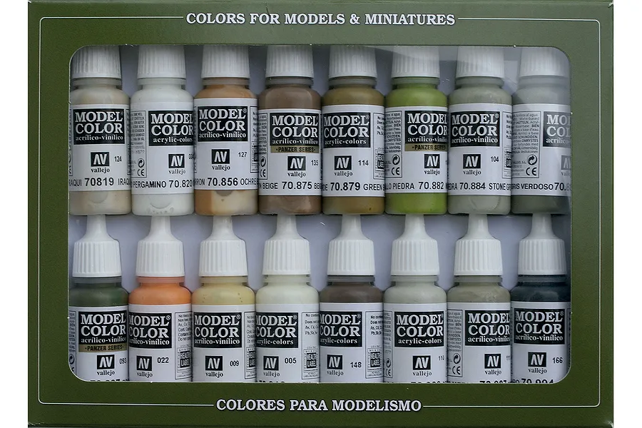 Vallejo Model Colour Earth Tones 16 Colour Acrylic Paint Set image 70749