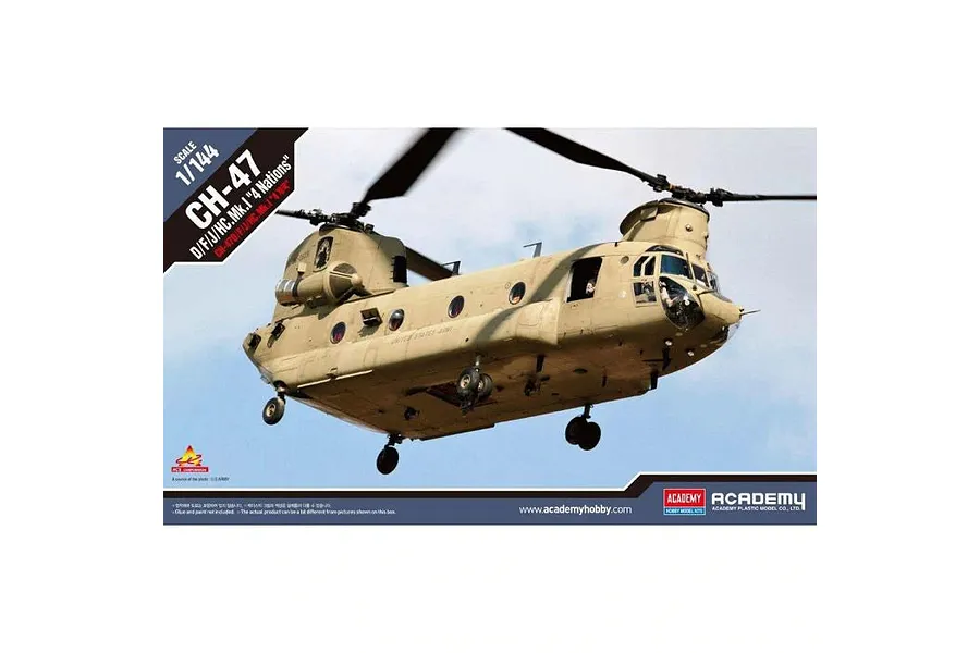 Academy 1/144 CH-47D/F/J/HC.Mk.1 &amp;quot;4 Nations&amp;quot; Chinook Helicopter Scaled Plastic Model Kit image 70756