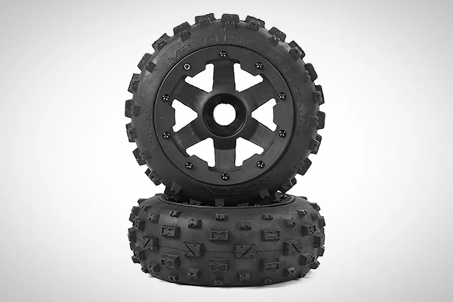 Rovan 4.7/5.5 Wasteland 2nd Gen Wasteland Front Tyres on Black Rims - Glued Wheels 2Pcs image 1