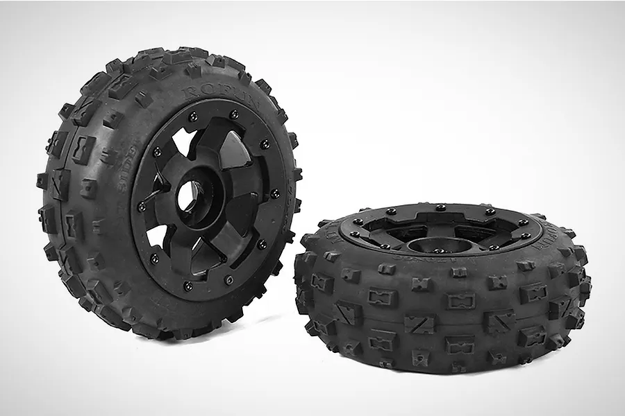Rovan 4.7/5.5 Wasteland 2nd Gen Wasteland Front Tyres on Black Rims - Glued Wheels 2Pcs image 2