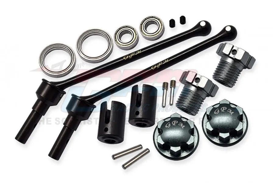 GPM 110mm Hardened Steel Front/Rear CVD Shaft 2Pcs w/ Grey Aluminium Wheel Lock &amp;amp; Hex Claw Set image 70926