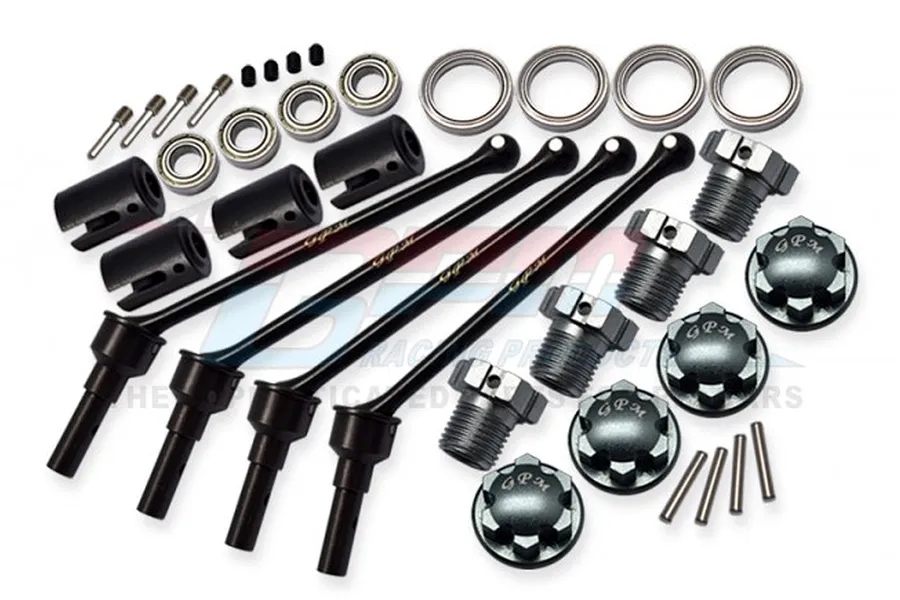 GPM Traxxas Maxx 110mm Hard Steel Front &amp;amp; Rear CVD Shaft w/ Grey Aluminium Wheel Lock &amp;amp; Hex Claw Set image 70938