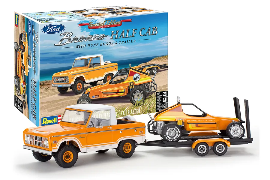 Revell 1/25 1965 Ford Bronco Sandman II Half Cab Scaled Plastic Model Kit image 71074