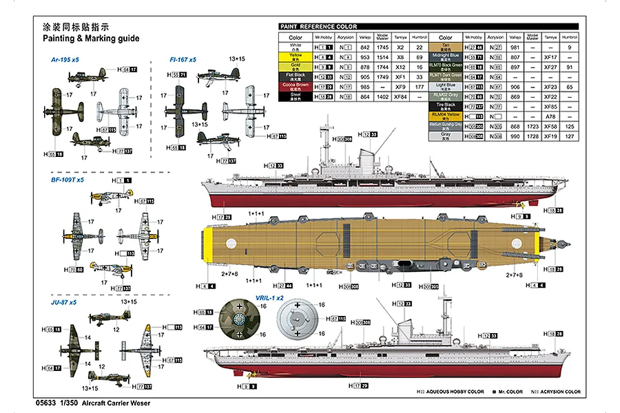 Trumpeter 1/350 Weser Aircraft Carrier Plastic Model Kit image 71111