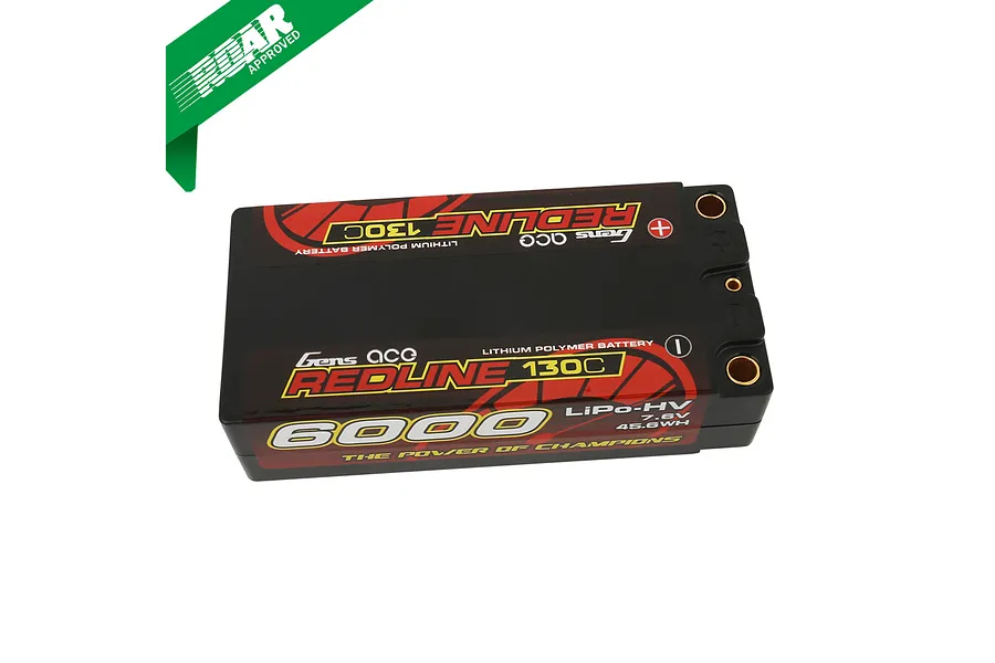 Gens Ace 2S Redline 6000mAh 7.6V 130C Shorty Hard case HV LiPo Battery (5.0mm Bullet) image 71114