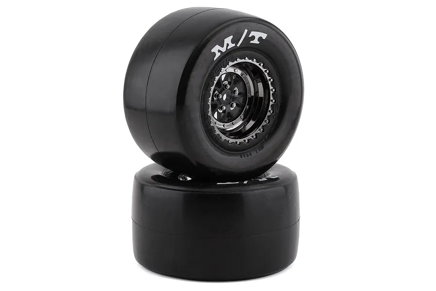 Traxxas 2.2/3.0&amp;quot; Mickey Thompson ET Rear Tyres on Weld Black Chrome Rims - Glued Wheels 2Pcs image 71305