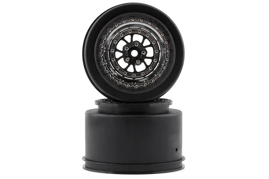 Traxxas 2.2/3.0&amp;quot; Weld Chrome w/ Black Rear Drag Rims 2Pcs image 71310