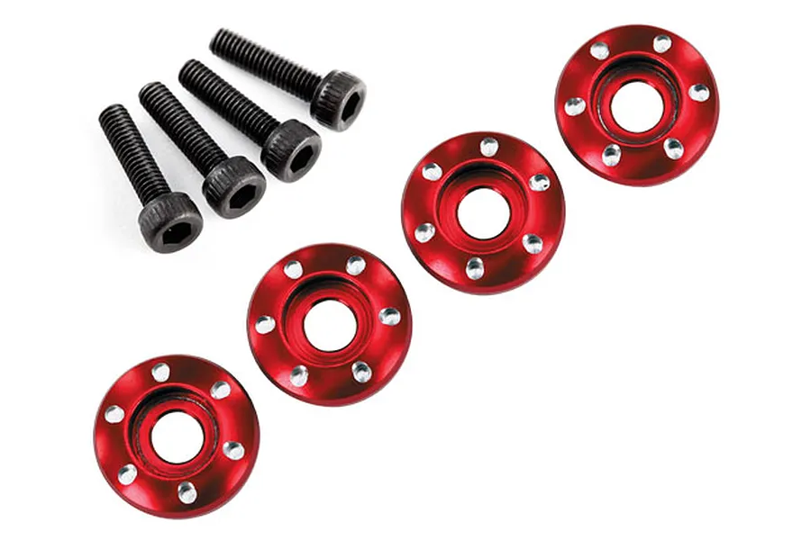 LaTrax Red Aluminium 12mm Wheel Nut Washers 4Pcs image 71320