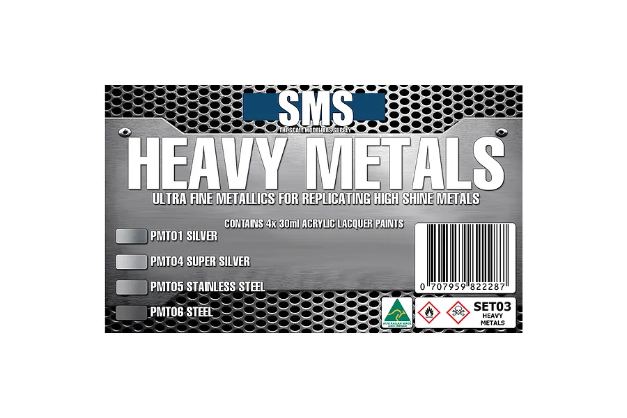 Scale Modellers Supply Heavy Metals Airbrush Paint Set 4Pcs image 71345