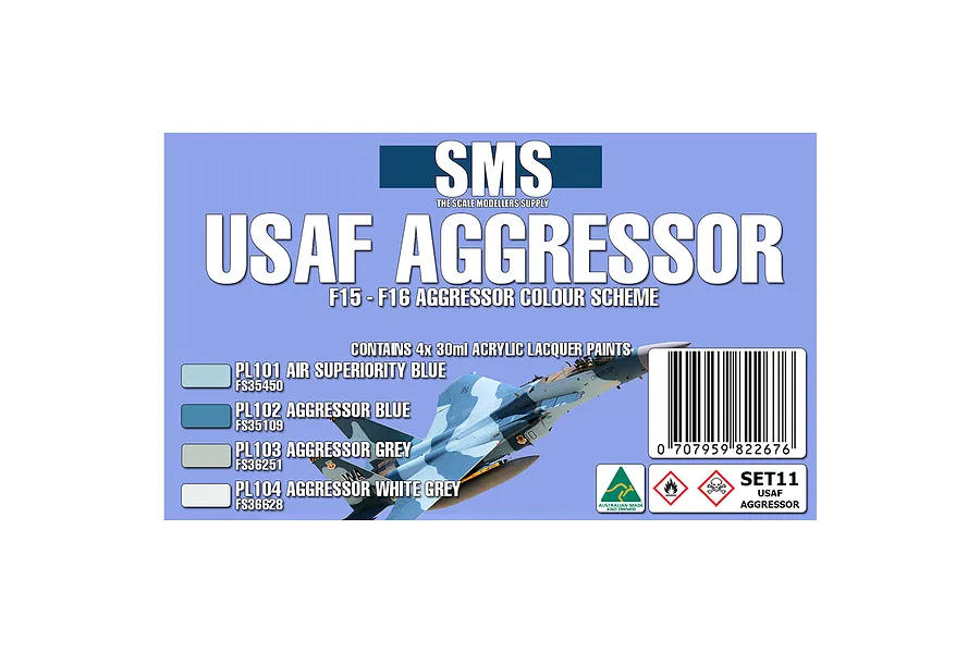 Scale Modellers Supply USAF Aggressor F15-F16 Airbrush Paint Set 4Pcs image 71352