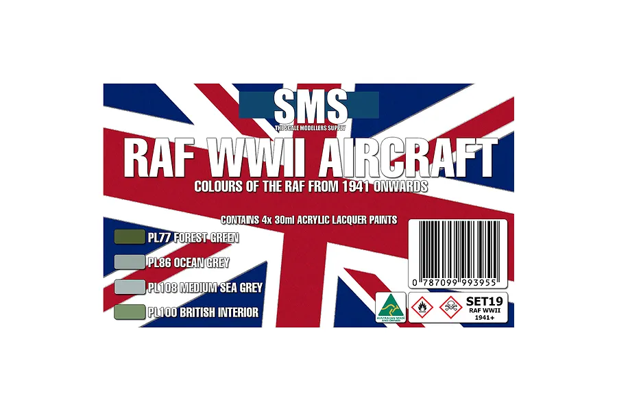 Scale Modellers Supply RAF WWII Aircraft #2 1941 Onwards Airbrush Paint Set 4Pcs image 71356