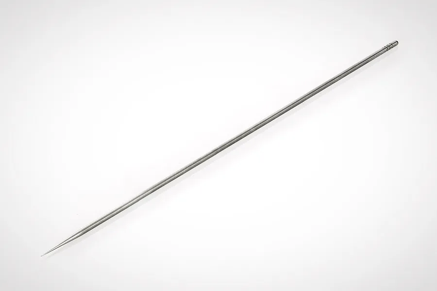 A silver-coloured metal airbrush replacement needle for Scale Modellers Supply DragonAir, shown on a plain white background.