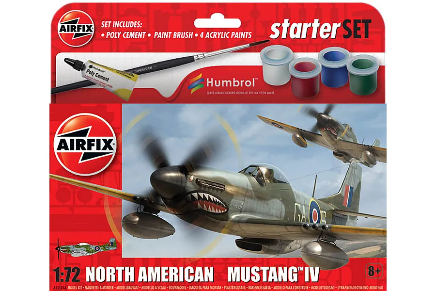Airfix 1/72 North American P-51D Mustang IV Fighter Scaled Plastic Model Kit Gift Set image 71555