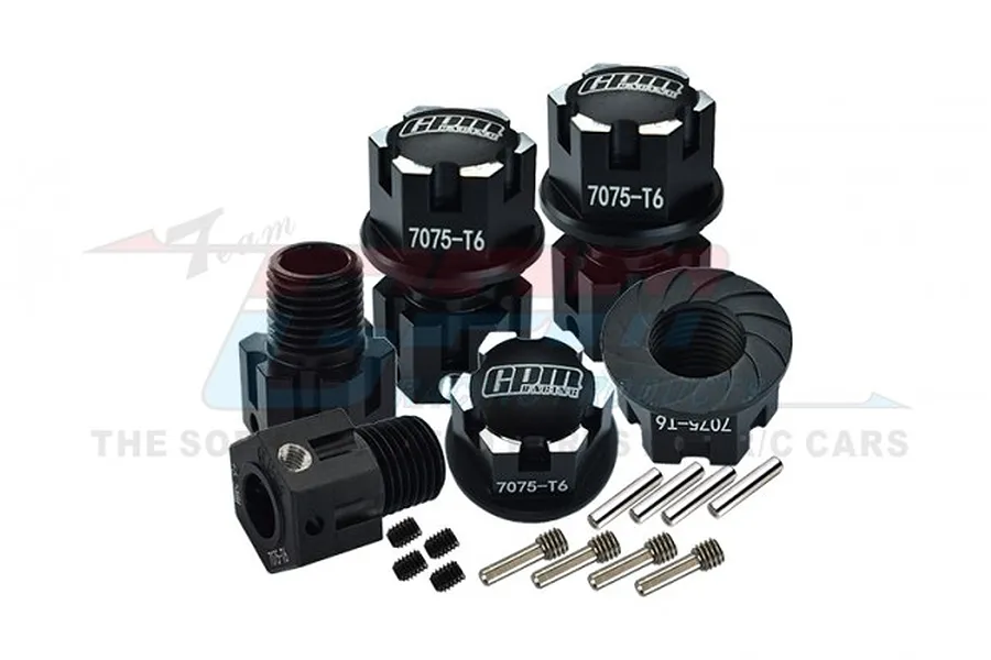 GPM Black Aluminium +6.5mm Wheel Hex Adapters &amp;amp; Nuts Set image 71572