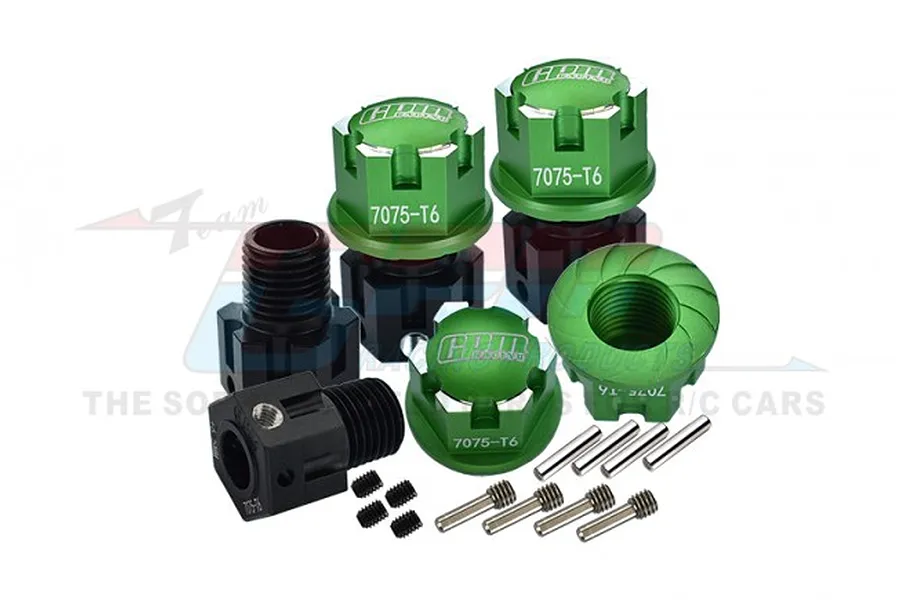 GPM Green Aluminium +6.5mm Wheel Hex Adapters &amp;amp; Nuts Set image 71573
