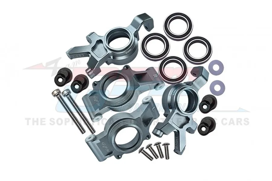 GPM Grey Aluminium Oversized Front Steering &amp;amp; Rear Hubs Set image 71584