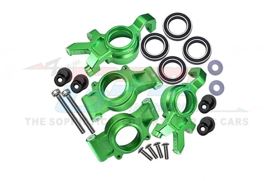 GPM Green Aluminium Oversized Front Steering &amp;amp; Rear Hubs Set image 71585
