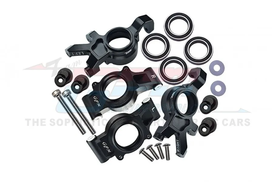 GPM Black Aluminium Oversized Front Steering &amp;amp; Rear Hubs Set image 71586