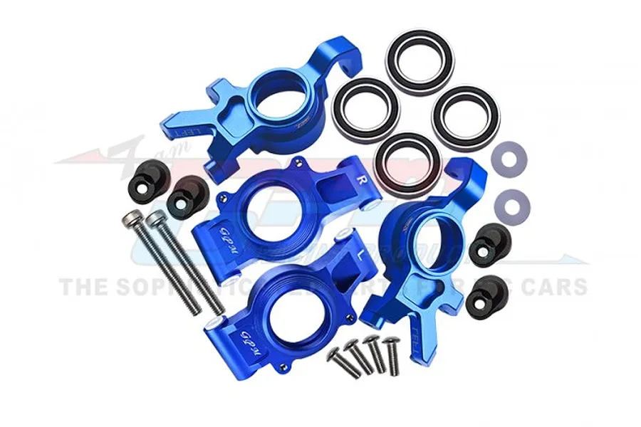 GPM Blue Aluminium Oversized Front Steering &amp;amp; Rear Hubs Set image 71587