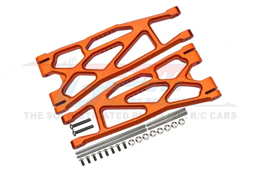 GPM Orange Aluminium Front/Rear Extended Lower Suspension Arms 2Pcs w/ Pins for WideMaxx image 1