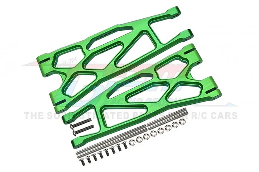 GPM Green Aluminium Front/Rear Extended Lower Suspension Arms 2Pcs w/ Pins for WideMaxx image 1