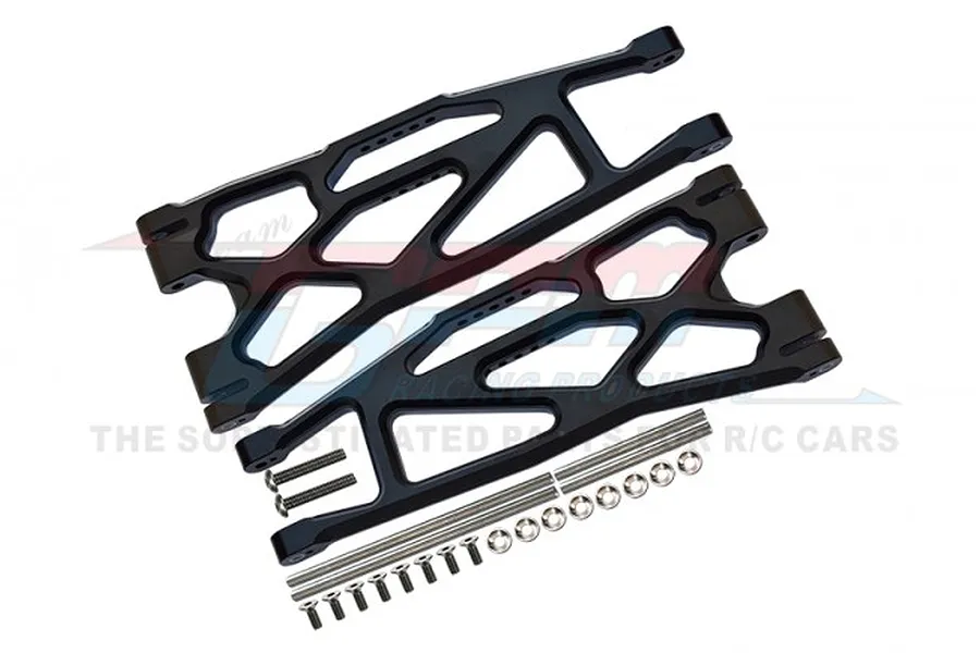 GPM Black Aluminium Front/Rear Extended Lower Suspension Arms 2Pcs w/ Pins for WideMaxx image 1