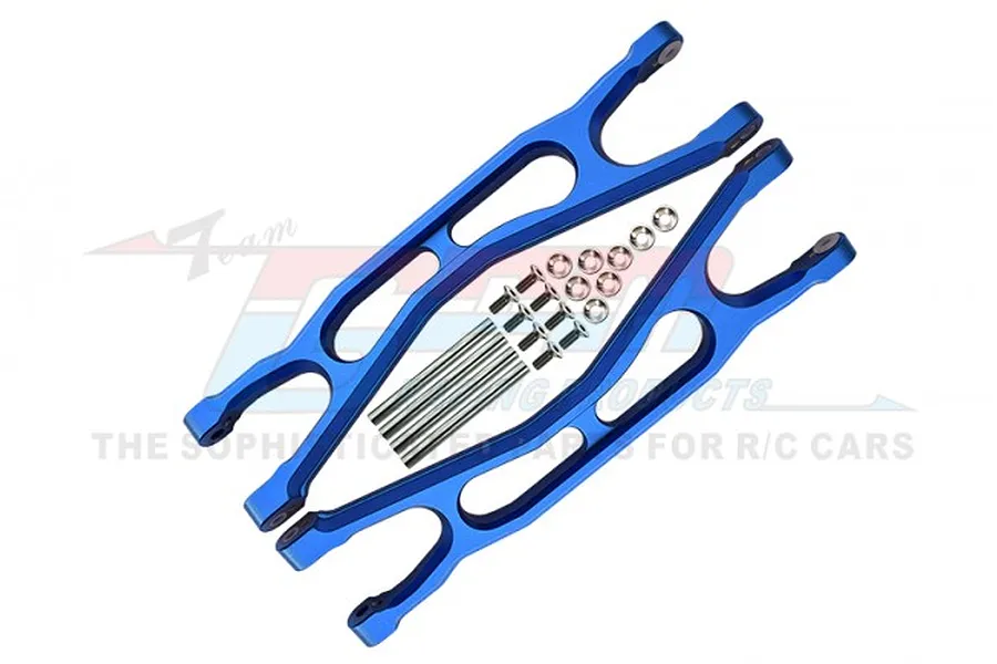 GPM Blue Aluminium Front/Rear Extended Upper Suspension Arms 2Pcs w/ Pins for WideMaxx image 1