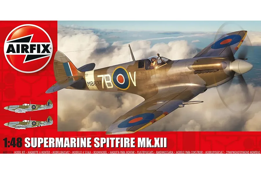 Airfix 1/48 Supermarine Spitfire Mk.XII Fighter Aircraft Scaled Plastic Model Kit image 72186