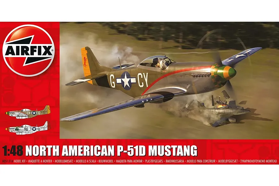 Airfix 1/48 North American P-51D Mustang Fighter Aircraft Scaled Plastic Model Kit image 72190