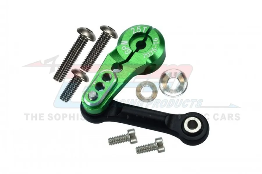 GPM Green Aluminium 25T Servo Horn w/ Tie Rod Set - Silver Inlay Version image 72310