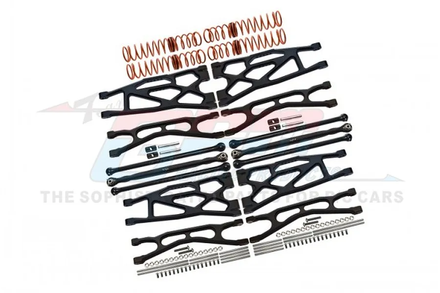 GPM Black Aluminium WideMaxx Suspension Arms &amp;amp; Carbon Steel Driveshafts Upgrade Set image 72327