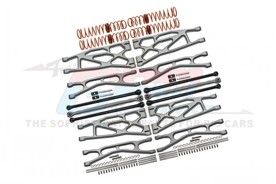 GPM Grey Aluminium WideMaxx Suspension Arms &amp;amp; Carbon Steel Driveshafts Upgrade Set image 72329