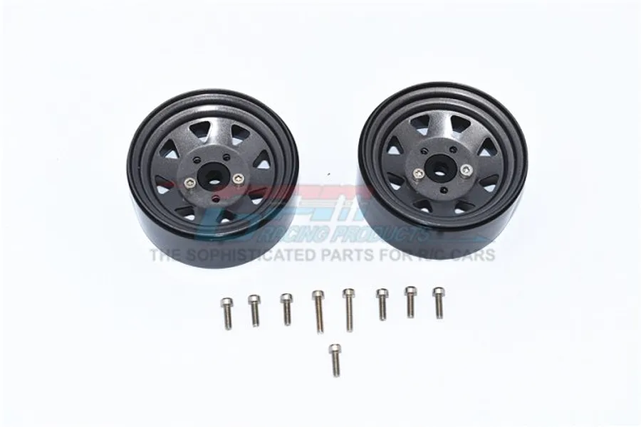 GPM Black Aluminium 1.9&amp;quot; 7 Spoke Grey Beadlock Rims 2Pcs image 72362