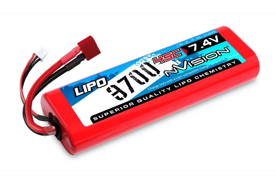 nVision Sport 7.4v 3700mAh 45C Rounded Hard Case LiPo Battery image 72514