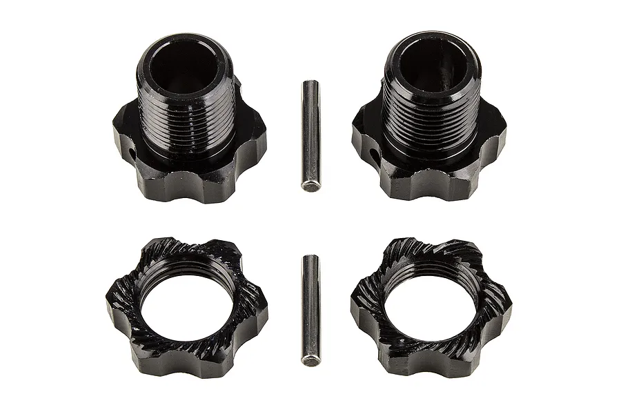 Team Associated Black Aluminium 17mm Wheel Hexes 2Pcs w/ Wheel Nuts image 72760