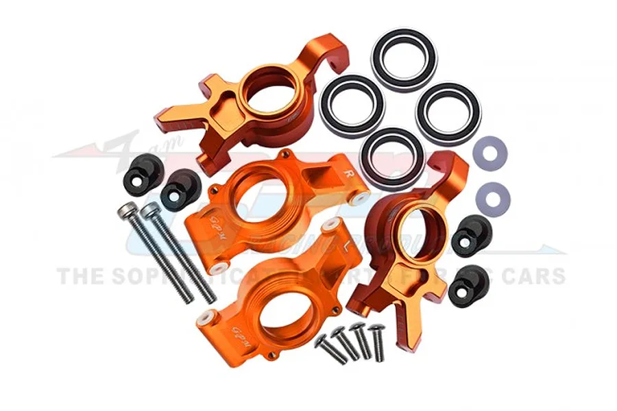 GPM Orange Aluminium Oversized Front Steering &amp;amp; Rear Hubs Set image 72773