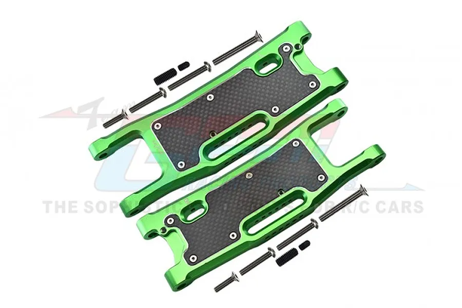 GPM Green Aluminium Rear Lower Suspension Arms 2Pcs w/ Carbon Fibre Protection Plates image 72797