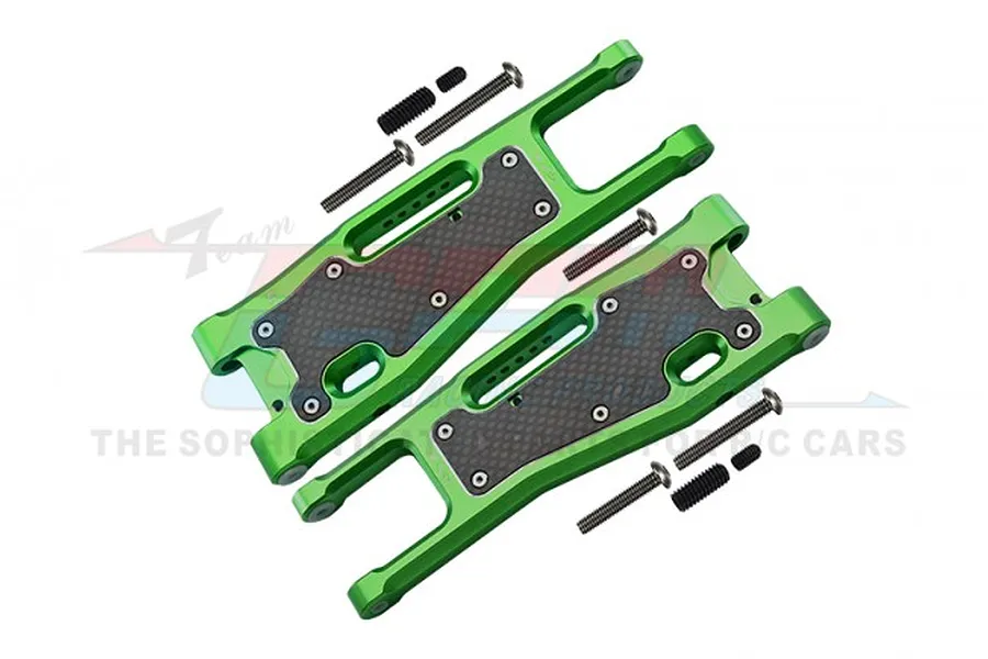GPM Green Aluminium Front Lower Suspension Arms 2Pcs w/ Carbon Fibre Protection Plates image 72807