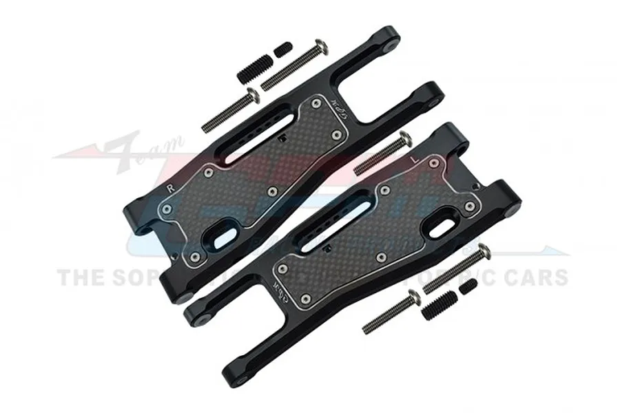 GPM Black Aluminium Front Lower Suspension Arms 2Pcs w/ Carbon Fibre Protection Plates image 72809